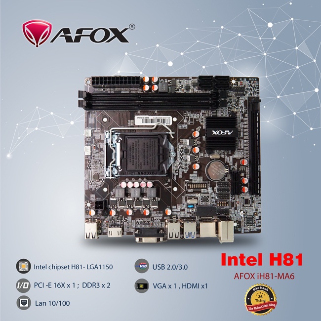 Bo mạch chủ - Mainboard AFOX H81 - Hàng chính hãng - Bảo hành 36 tháng!