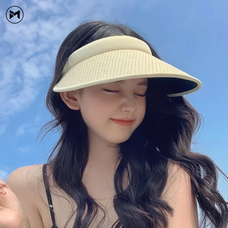 Nón Cao Su Chống Nắng Hở Chóp Màu Đen Thời Trang Mùa Hè 2022 Cho Nữ