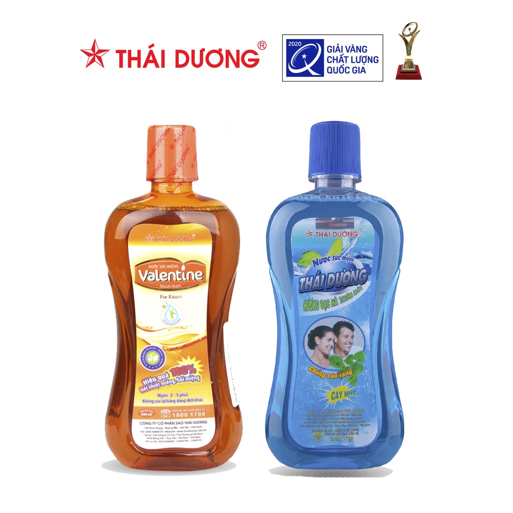 Bộ đôi Nước súc miệng Bạc Hà 500ml &amp; Nước súc miệng Valentine 500ml - Sao Thái Dương