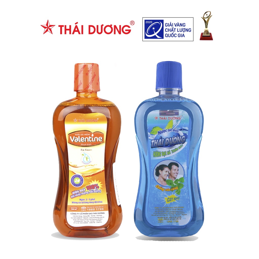 Bộ đôi Nước súc miệng Bạc Hà 500ml & Nước súc miệng Valentine 500ml