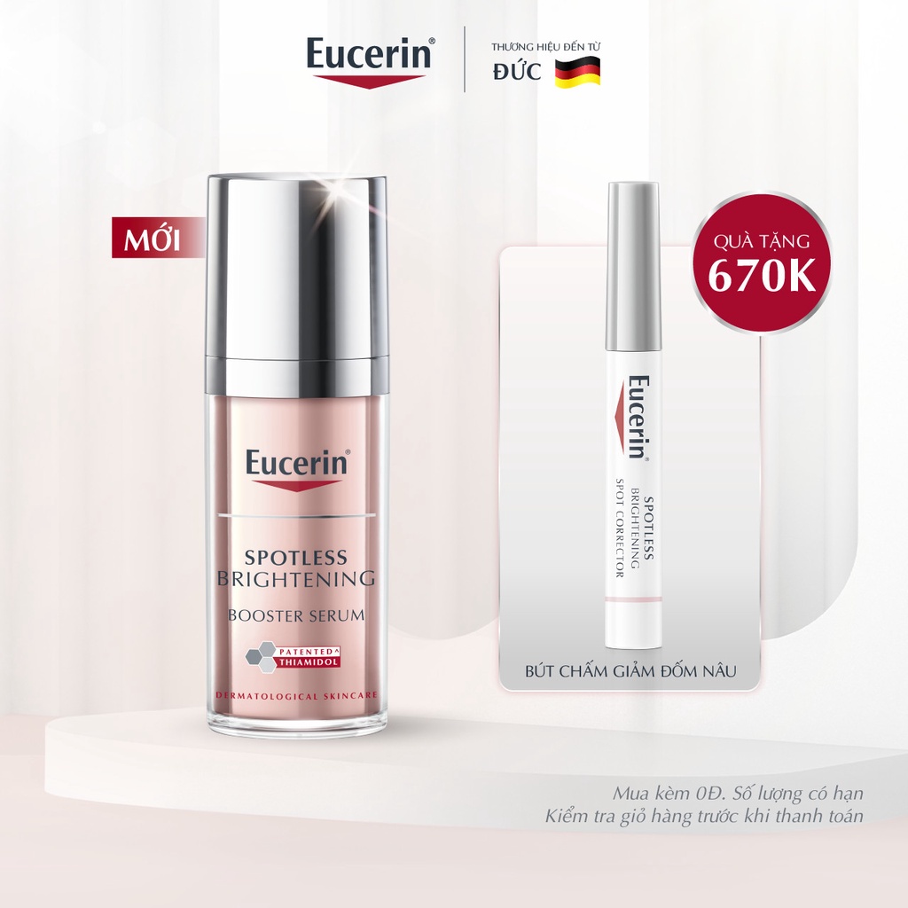 Tinh chất giảm thâm nám Eucerin Spotless Brightening Booster Serum 30m tặng bút chấm giảm thâm nám Eucerin Corrector 5ml