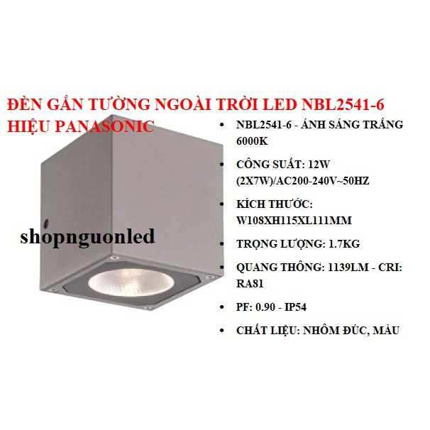 Đèn gắn tường ngoài trời LED Hiệu Panasonic (NÊN MUA) NBL1291/ NBL2541/ NBL2541-6, dùng cho phòng khách, chân cầu thang.