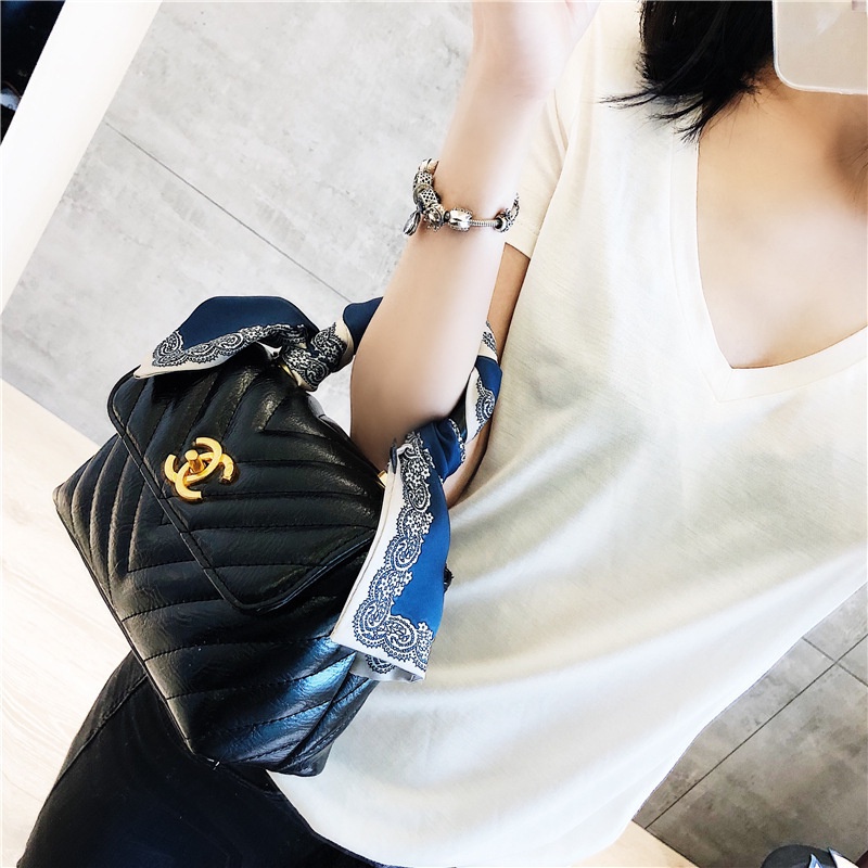 Chất Lượng Cao Khăn Quàng Cổ Nhỏ 9 * 98cm In Họa Tiết Trang Trí Mùa Xuân Hè Chính Hãng Có Khăn Quàng Cổ Và Túi Xách