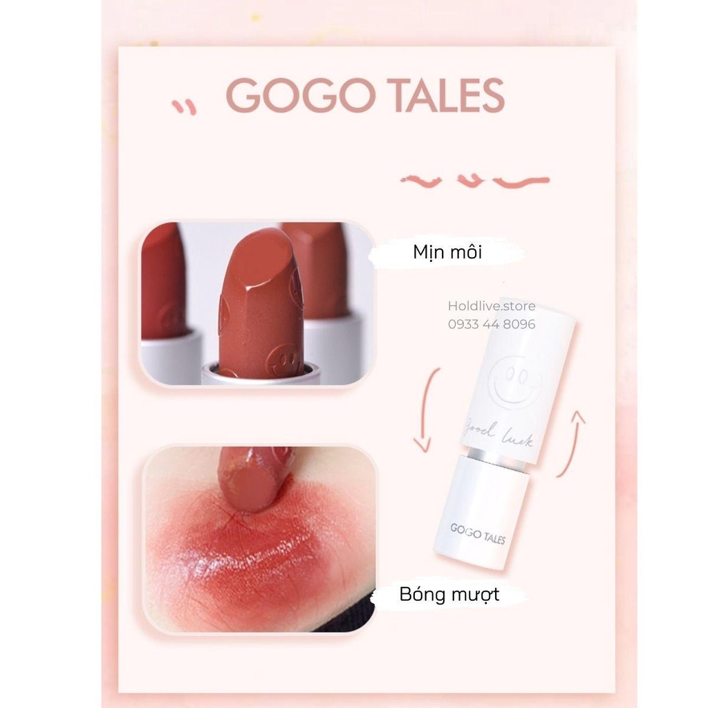 Son dưỡng Gogo Tales Good Luck GT360 mỏng nhẹ mềm môi phù hợp với học sinh sinh viên