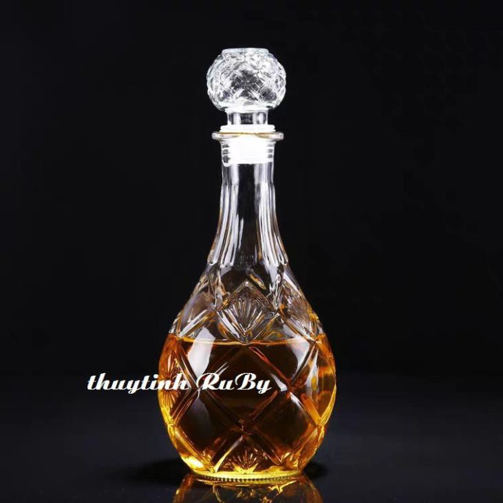 Combo 3 Bình Rượu Thủy Tinh Pha Lê 1000ml, Chai Trưng Rượu Kiểu đẹp