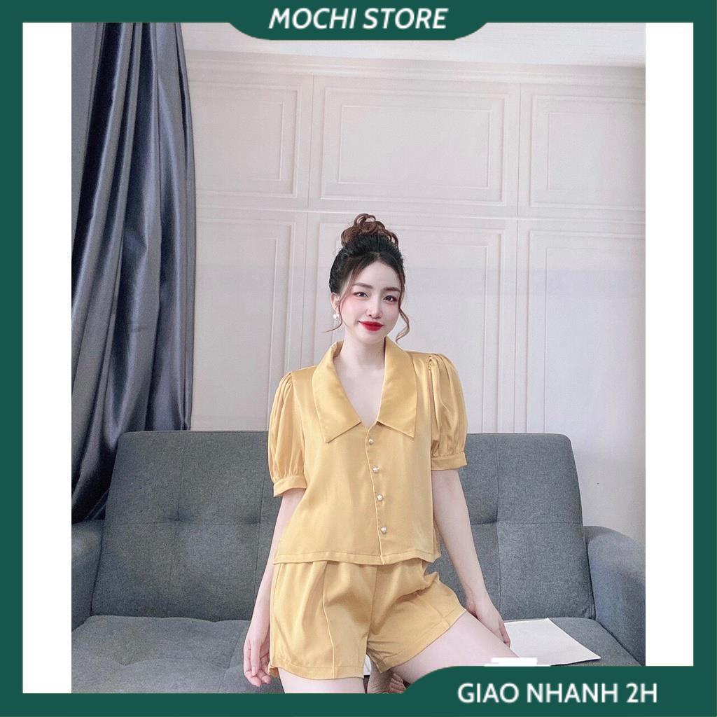 Đồ Bộ Nữ, Đồ Mặc Nhà, Set Bộ Áo Tay Ngắn Cổ Sen Quần Sọc Chất Lụa Satin Màu Sắc Tươi Trẻ Thời Trang Trẻ Trung Cho Bạn Nữ | BigBuy360 - bigbuy360.vn