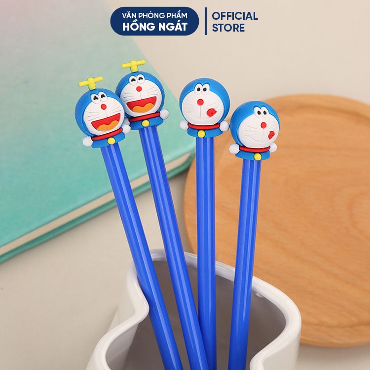 Bút bi cute đô rê mon, bút bi nước mực gel đen ngòi 0.5mm nhiều màu dễ thương đồ dùng học tập văn phòng phẩm B16