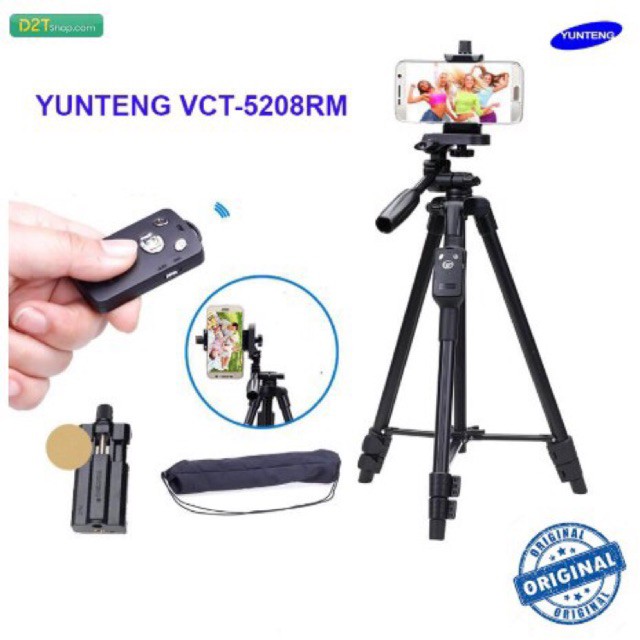 Gậy chụp hình 3 chân Tripod Yunteng 5208 cho máy ảnh điện thoại | BigBuy360 - bigbuy360.vn