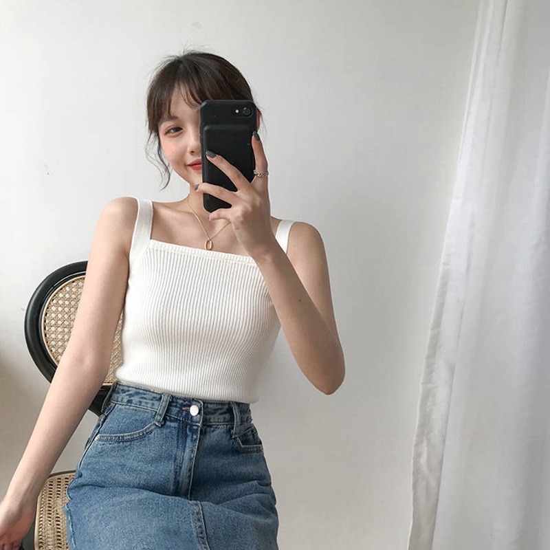 Áo IELGY không tay cổ vuông dáng ôm thời trang cho nữ