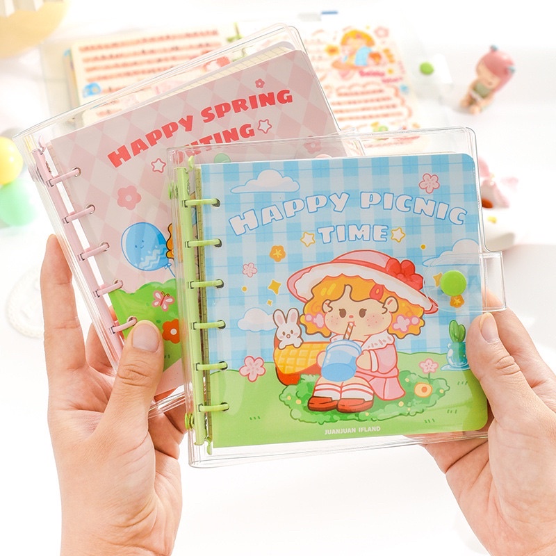 Sổ Còng Vuông Sổ Tay Bullet Journal Ruột Caro Bìa Cô Bé Dễ Thương Nhiều Màu Mẫu Mới 2022