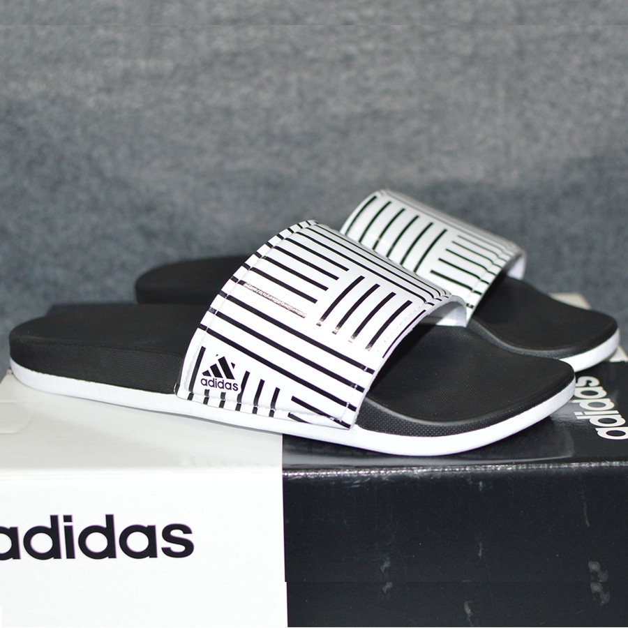 Adidas Cloudfoam Plus Campus Sample 2020 màu đen đế trắng quai đen sọc trắng | BigBuy360 - bigbuy360.vn
