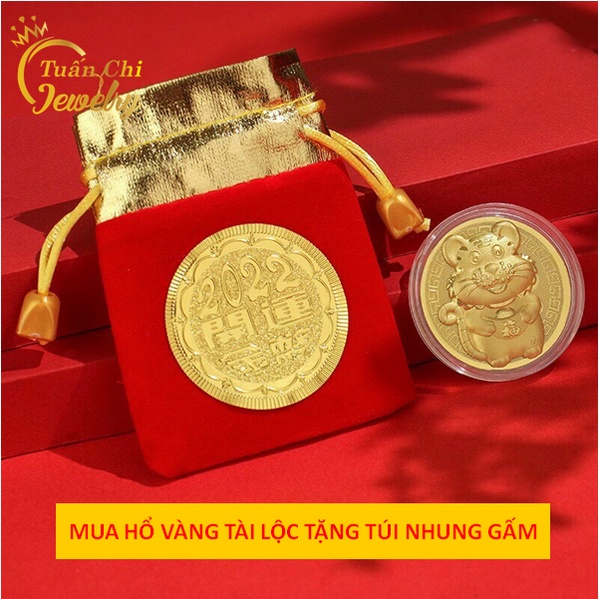 TẶNG TÚI NHUNG Đồng Xu May Mắn Hình Con Hổ Mạ Vàng Cao Cấp, Sang Trọng, Quà Tặng Ý Nghĩa Tết 2022[ LOẠI 1- SỈ GIÁ TỐT]