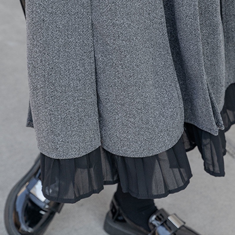 Chân Váy Len Dài Lưng Cao Màu Xám Thời Trang Trẻ Trung