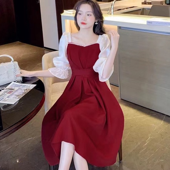 Đầm Chữ A Dài Trung Bình Tay Lửng Thời Trang Mùa Hè Kiểu Pháp Hàng Mới Dành Cho Nữ 2022
