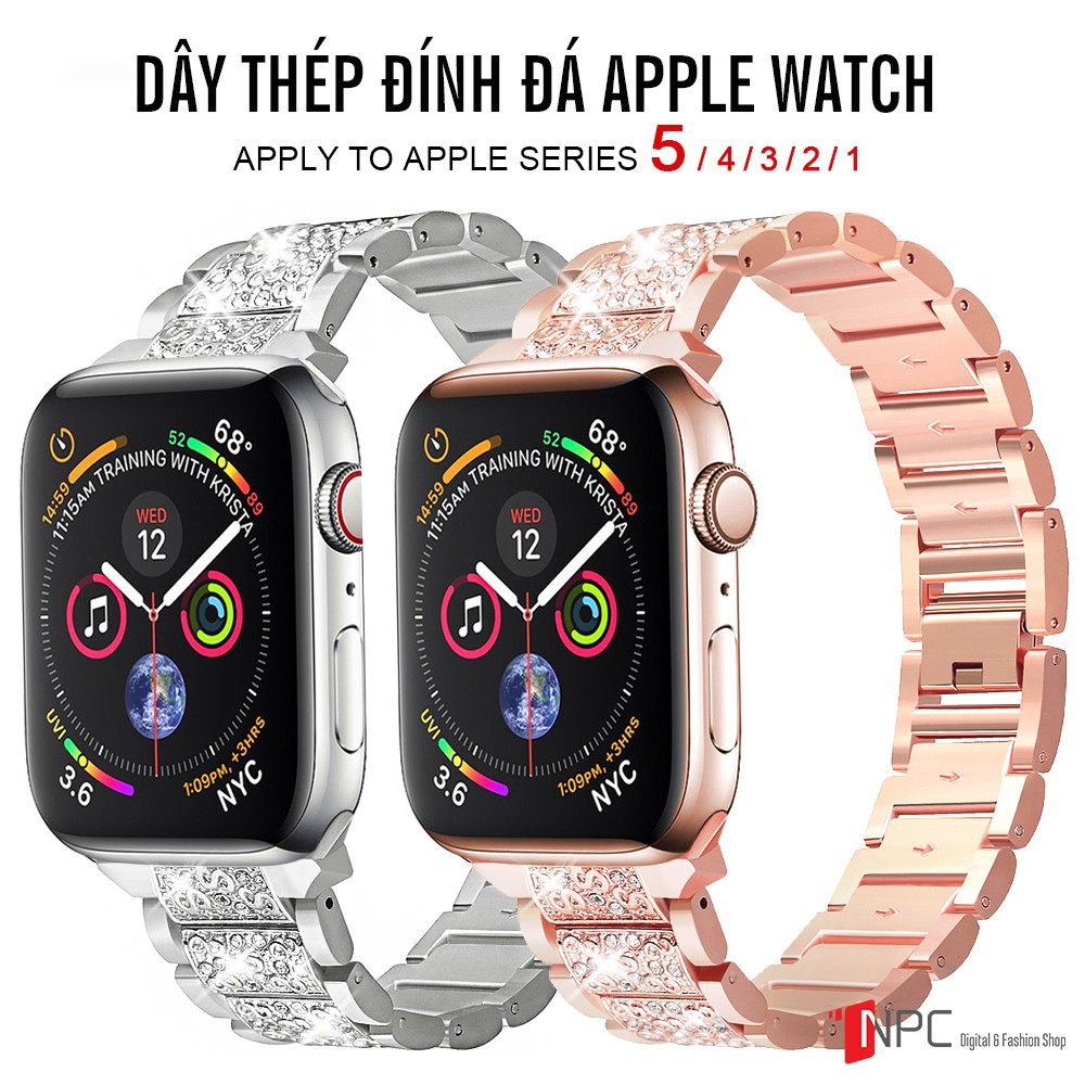 11. Dây Đeo Apple Watch Thép Không Gỉ Đính Đá Sang Trọng Series 5/4/3/2/1 38mm/ 40mm/ 42mm/ 44mm