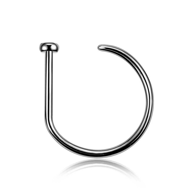 1 Khuyên Xỏ Mũi Hình Chữ D Bằng Titan Cá Tính