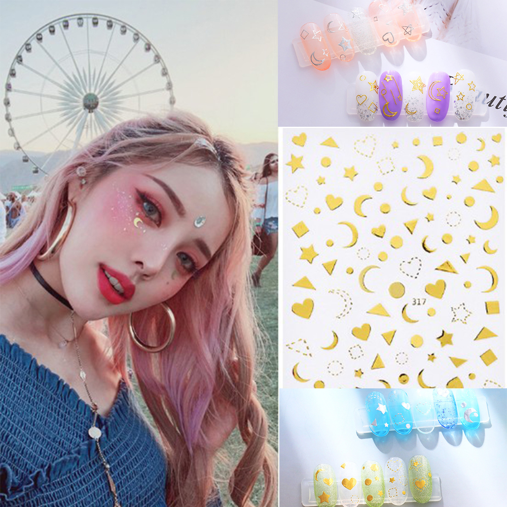[Hàng mới về] Miếng dán móng trang trí 3d hình ngôi sao mặt trăng xinh xắn