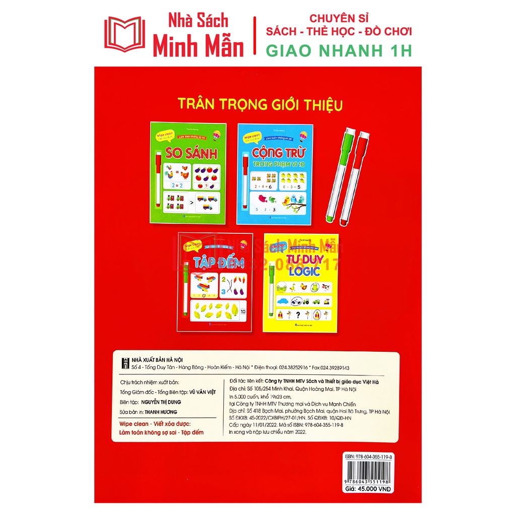 Sách - Bộ Vở viết xóa được - Làm toán không sợ sai - Wipe Clean -