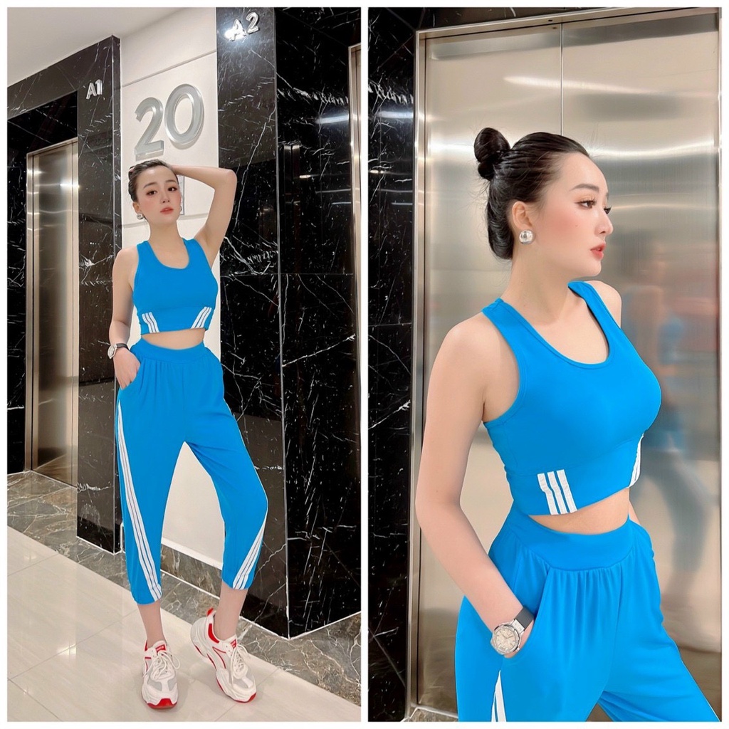 Sét bộ tập gym-yoga-zumba siêu xinh, áo bra quần lửng jogger