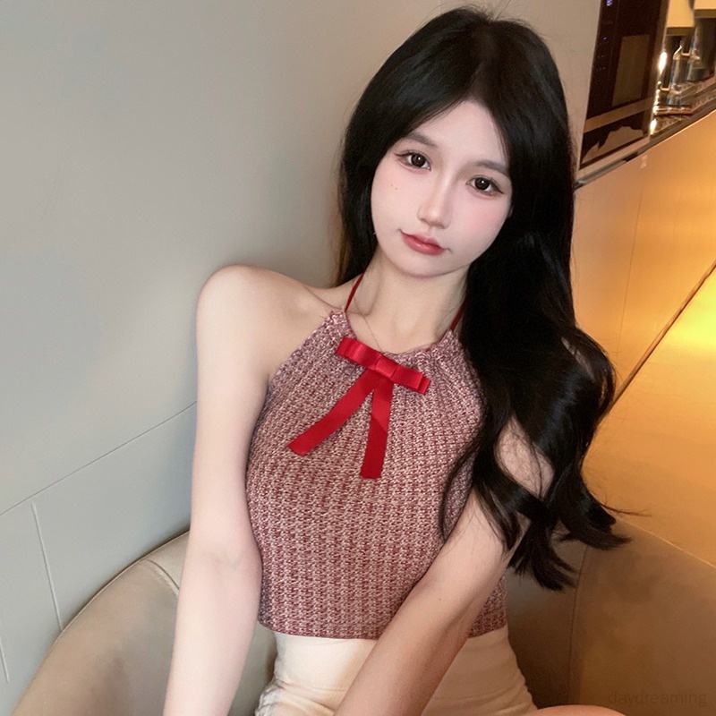 Áo Croptop Dệt Kim Thiết Kế Hở Lưng Quyến Rũ