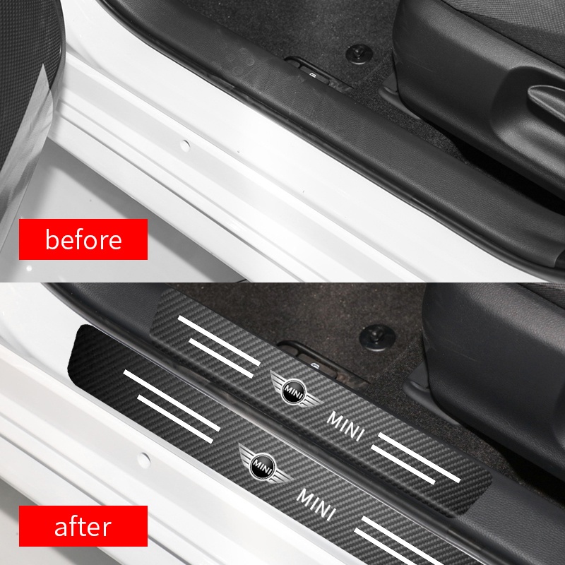 Bộ 4 Nhãn Dán Sợi Carbon Chống Trầy Xước Trang Trí Xe Hơi Mini Cooper One S R50 R53 R56 R60 F55 F56 R57