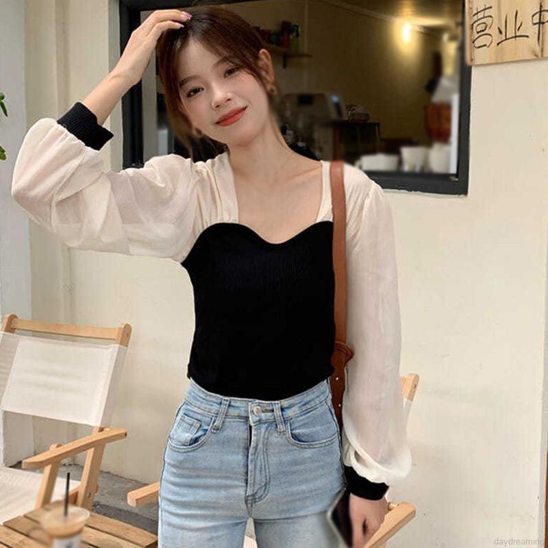 Áo thun tay dài cổ vuông năng động sành điệu dành cho nữ
