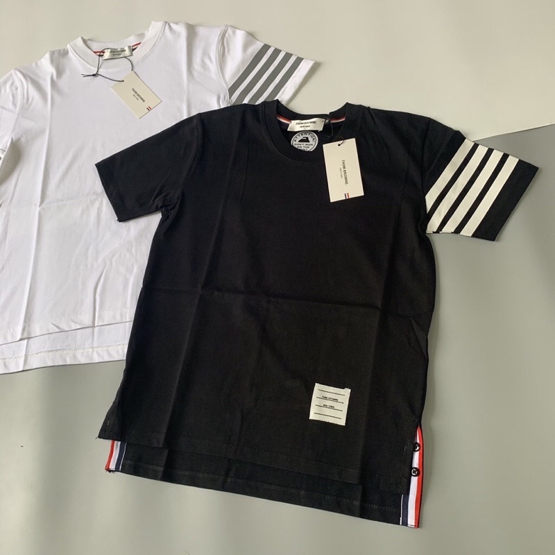 Áo phông_Áo thun Thom kẻ 4 sọc from rộng