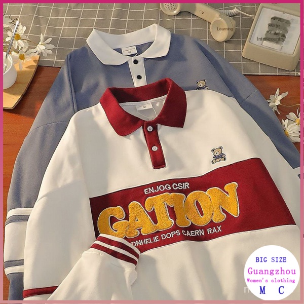 Áo Thun Polo Thêu Hình Gấu Đáng Yêu Cho Nữ