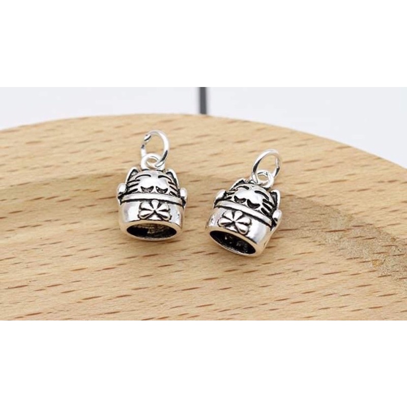 GIÁ SỈ  Charm mèo thần tài bạc - Hàng bạc chuẩn loại 1 siêu đẹp PH614