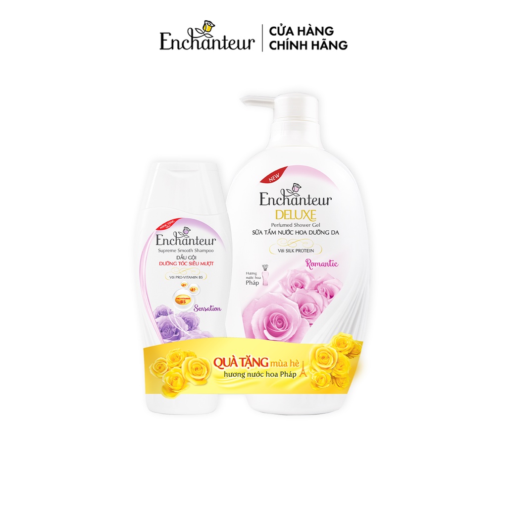 Sữa tắm nước hoa dưỡng da Enchanteur Charming/ Sensation/Delightful/Romantic/Magic 650gr - Tặng Dầu gội 150gr