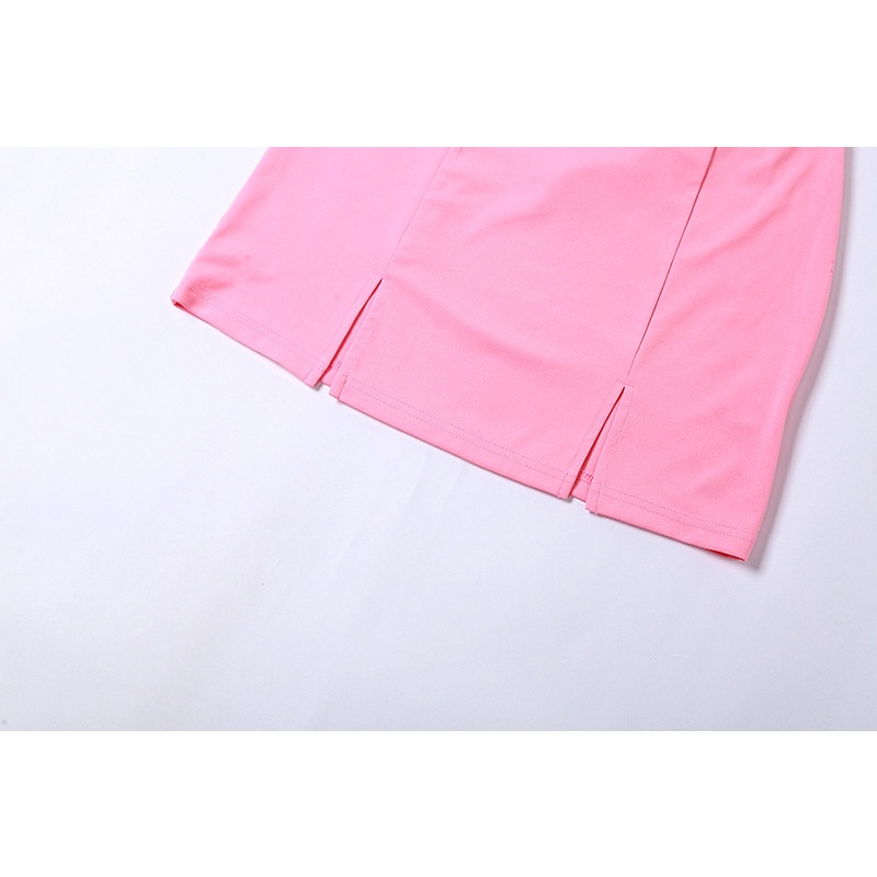 Đầm Tay Ngắn Cổ Cao Xẻ Tà In Chữ Thời Trang Cá Tính Cho Nữ