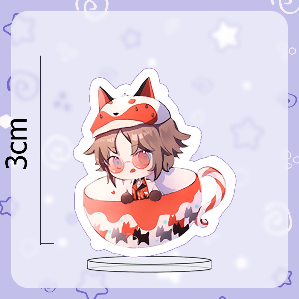 (3cm) Standee mini x Móc khóa LUXIEM ver CỐC TRÀ tượng acrylic anime mica chibi mô hình trang trí quà tặng xinh xắn
