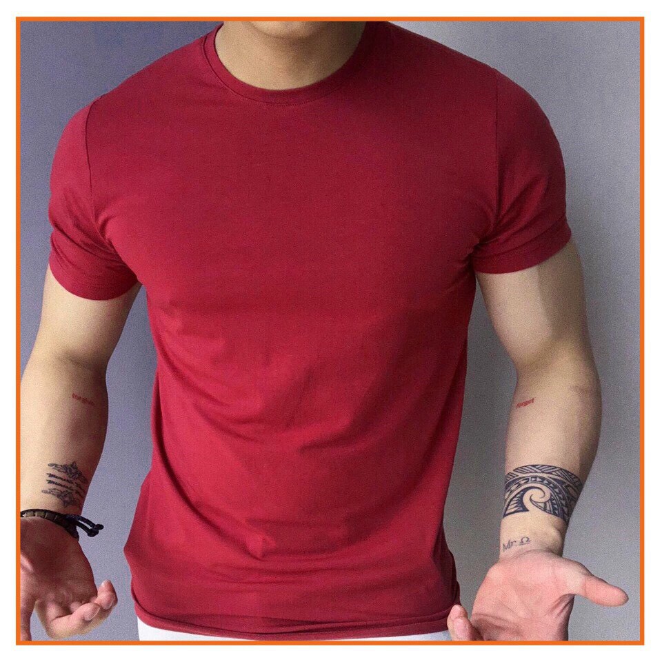 &lt;FREE SHIP&gt; Áo thun trơn ngắn tay không cổ vải cotton co giãn