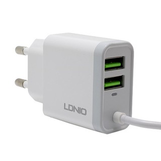 Sạc 3.1a ldnio a321 2 cổng usb và cáp micro usb / lightning