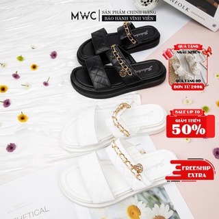 Dép Nữ MWC Đế Bệt Quai Đính Xích Cách Điệu Cá Tính NUDE- 3462