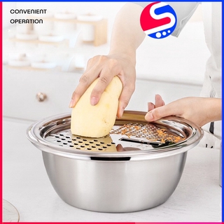 Bộ 3 rổ nạo rau củ 3 trong 1 cao cấp đa năng gelife1009. gồm chậu, rổ và bàn nạo. chất liệu inox bên đẹp, không han gỉ.