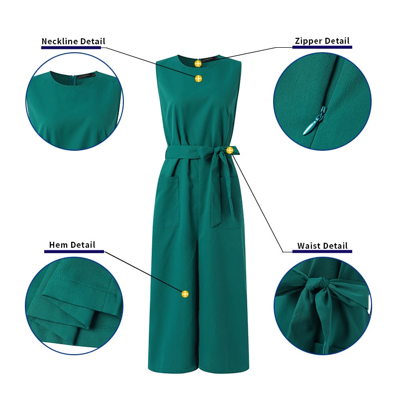 Zanzea Áo liền quần Sát Nách Cổ Tròn Có Túi Sau Lưng Thời Trang Cho Nữ