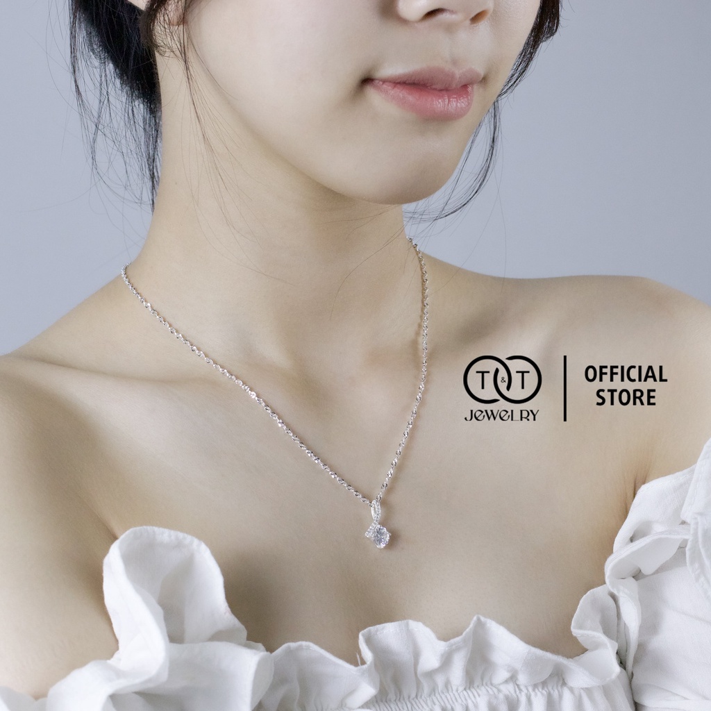 Dây chuyền nữ Bạc Ý s925 Mặt Đá 8mm T&amp;T Jewelry cao cấp DC014