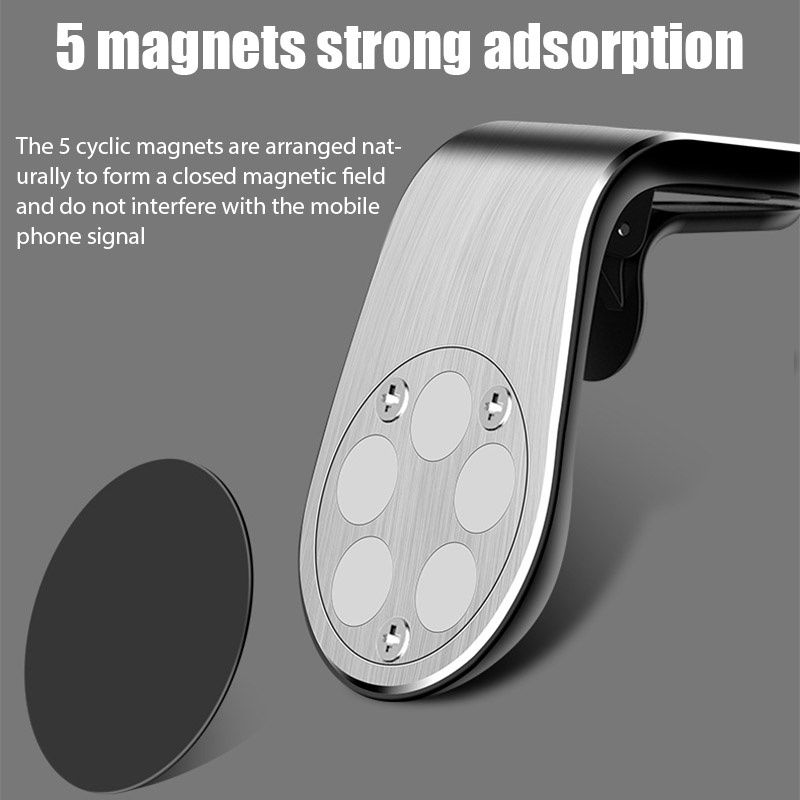 Set 2 Giá Đỡ Điện Thoại Hình Chữ L Hít Nam Châm Ổn Định Kèm Tấm Kim Loại Cho iPhone Redmi