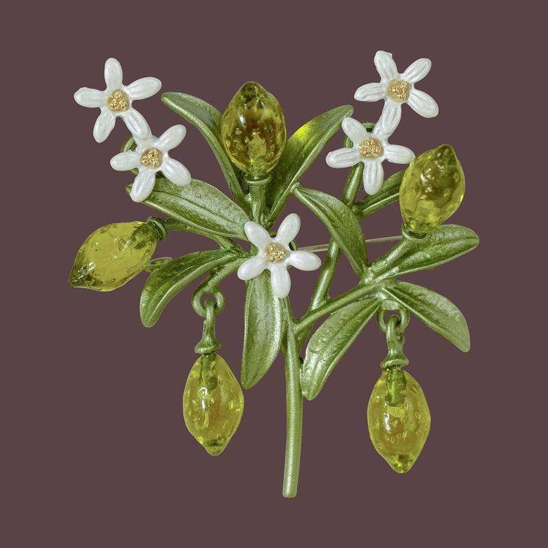 Ghim Cài Áo Hình Hoa Lily Màu Xanh Lá / Hoa Anh Đào / Thung Lũng Phối Hạt Ngọc Trai Màu Tím / Tím