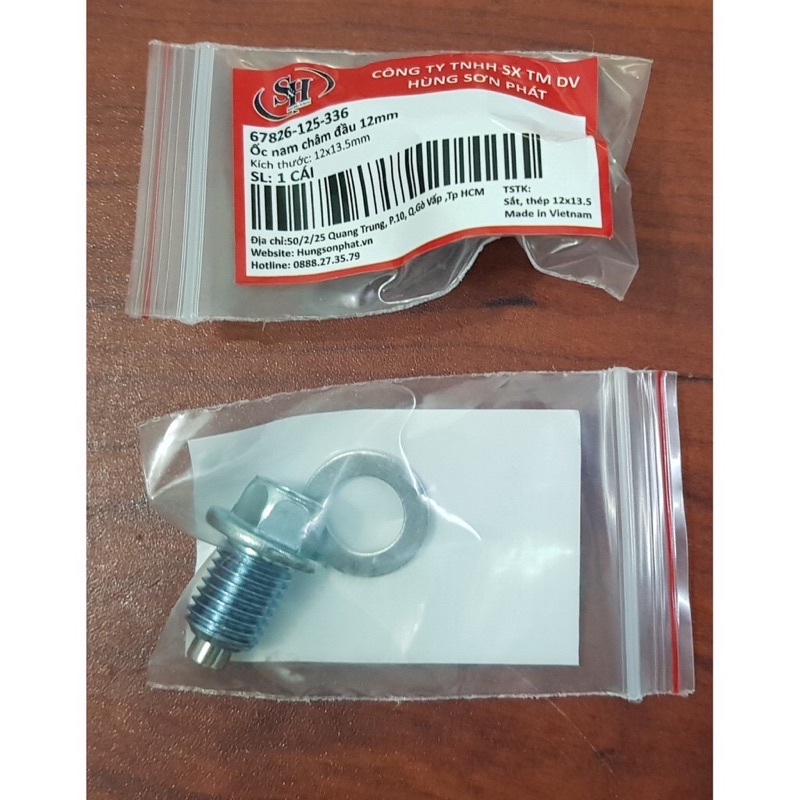 Ốc xả dầu nam châm M12 động cơ xe số và xe ga chính hãng