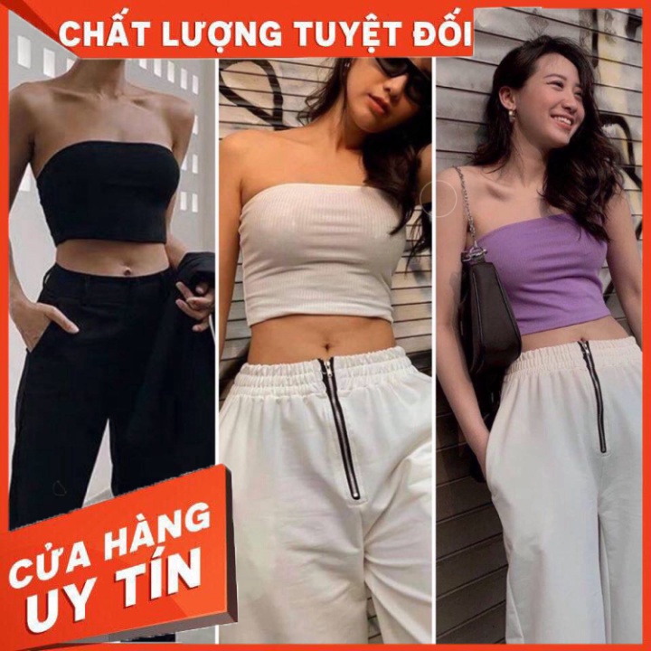 Áo quây ngực nữ chất len tăm hot trend, áo Croptop thun quây ngực dáng ôm màu đen trắng tím SIÊU HOT - Hàng nhập khẩu