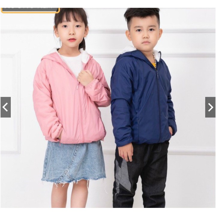 Áo khoác phao lót lông ấm áp cực xinh  cho bé trai và bé gái từ 15kg - 42kg M003
