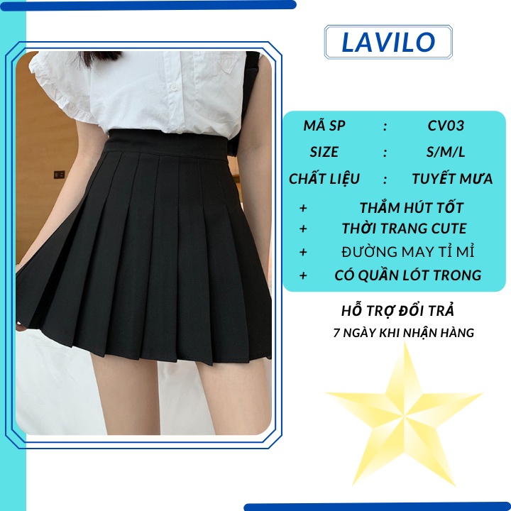 Chân váy tennis xếp ly ngắn dáng xòe đi chơi mặ nhà LAVILO CV03