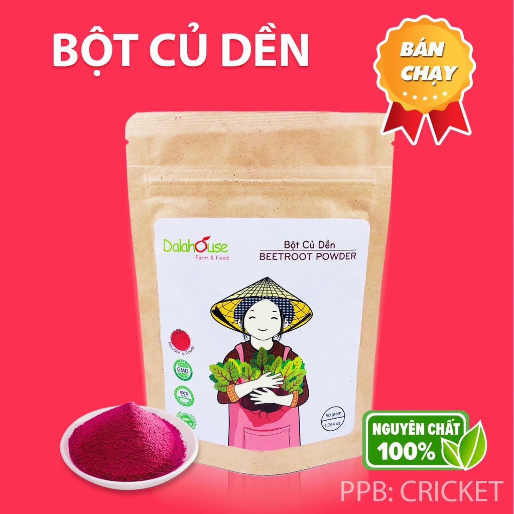 Bột củ dền đỏ nguyên chất Dalahouse 50g - siêu dưỡng da 100% Organic