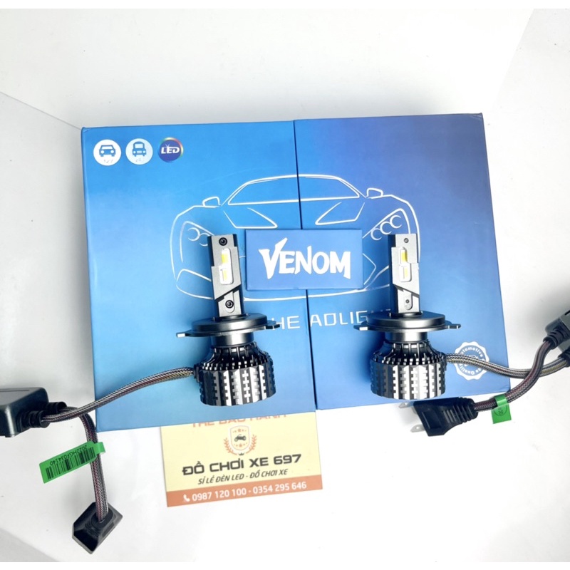 [Giá 1 bóng] Bóng led Venom 3 màu. 45W-12V lắp xe máy, ô tô. Bảo hành 1 năm