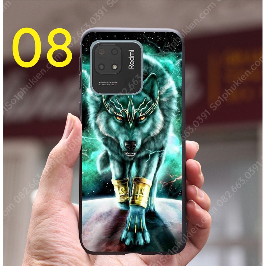 Ốp lưng Xiaomi redmi 10C ép kính nano chống bể hình thư pháp, hoa sen, thiết kế đẹp