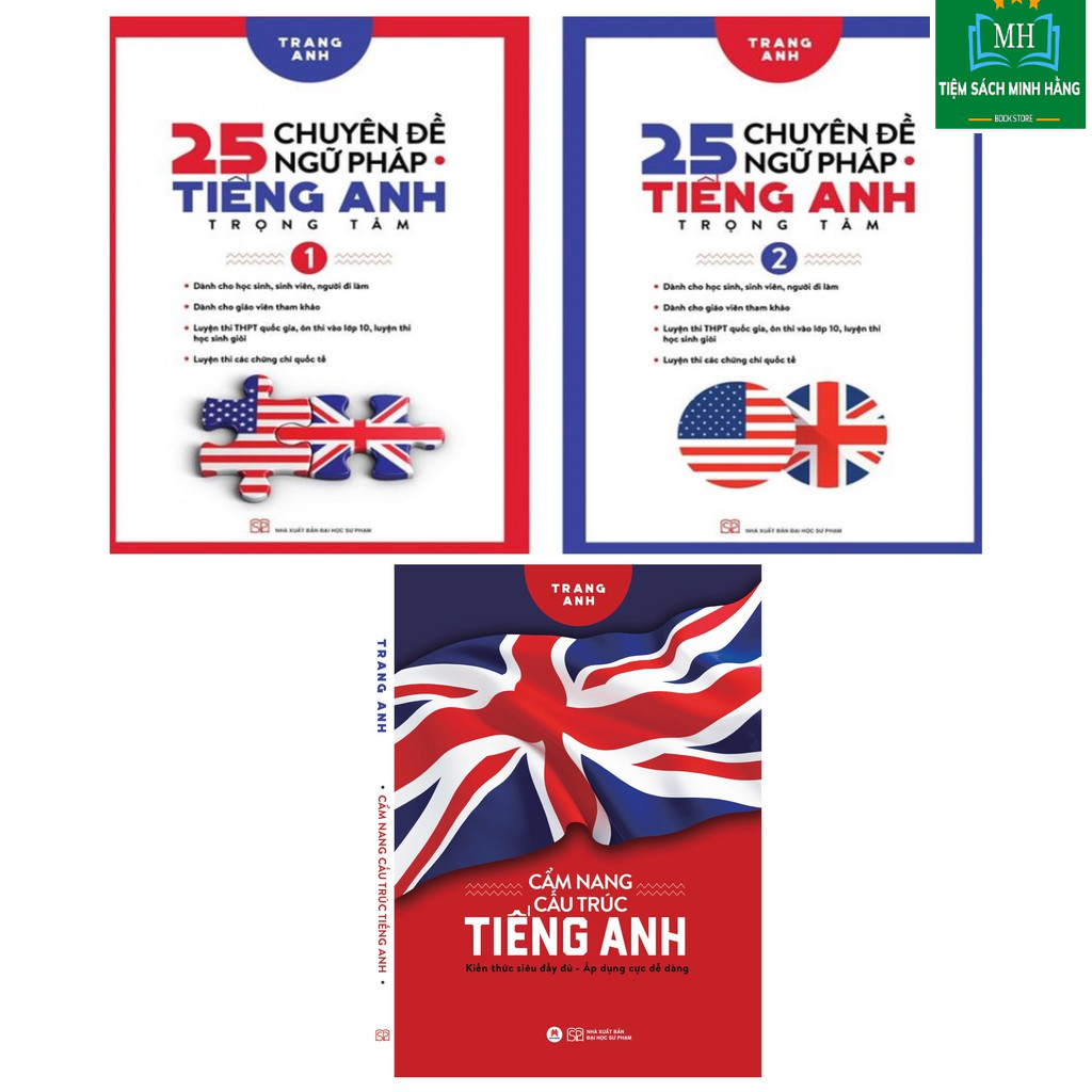 Sách - Combo 3 cuốn 25 Chuyên Đề Ngữ Pháp Tiếng Anh Trọng Tâm ( tập 1+2 ) + Cẩm Nang cấu trúc tiếng anh HH