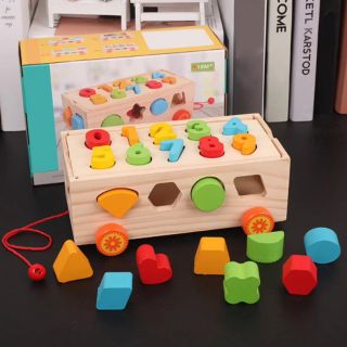 Xe thả hình và học số kéo dây giúp bé học hình khối màu sắc đồ chơi giáo dục