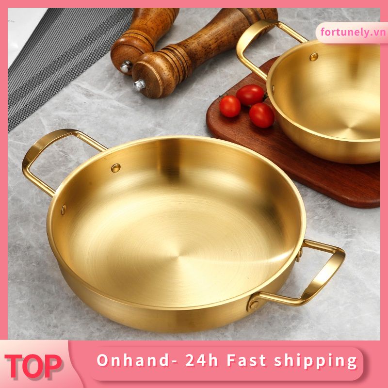 Korean style thick stainless steel hot pot with two handles